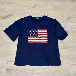 Why Dress American Flag shirt. Medium. Navy.